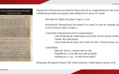 Presentación del libro ‘Mn. Joan Grifoll i Guasch (1933-2003), La Passió per la música’