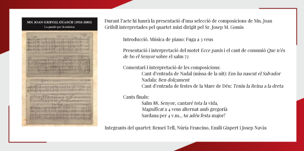 Presentación del libro ‘Mn. Joan Grifoll i Guasch (1933-2003), La Passió per la música’