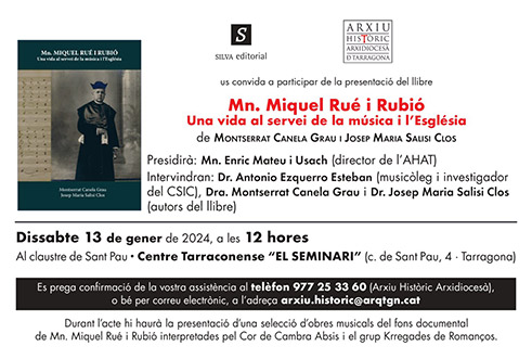 Presentación del libro ‘Mn. Miquel Rué i Rubió. Una vida al servei de la música i l’Església’
