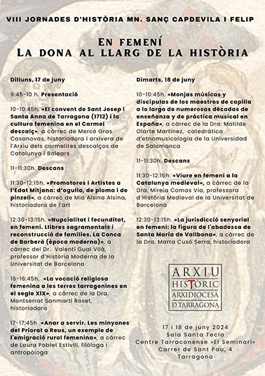 VIII jornadas de Historia  Mn. Sanç Capdevila Felip. Femenino. La mujer a lo largo de la historia